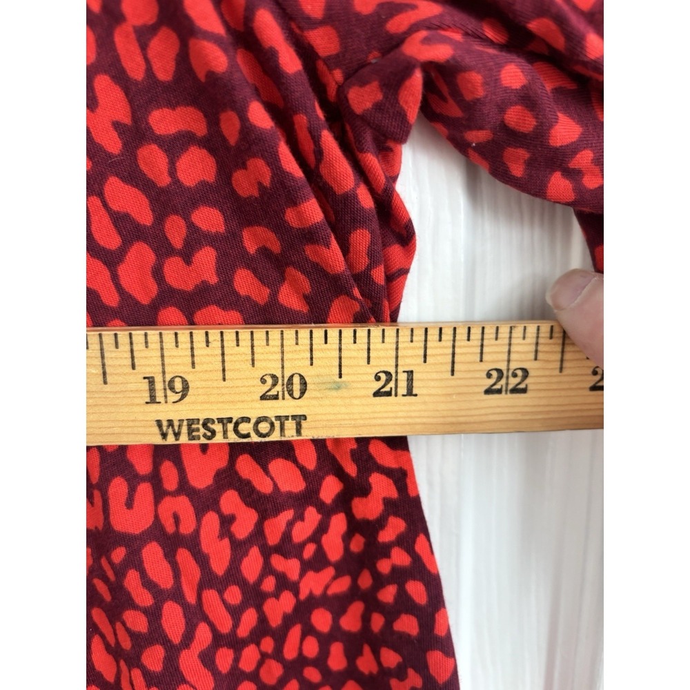 Michael kors Women's L Animal Print Top Cotton Blend 3/4 Sleeve Red Date Night - Picture 4 of 7